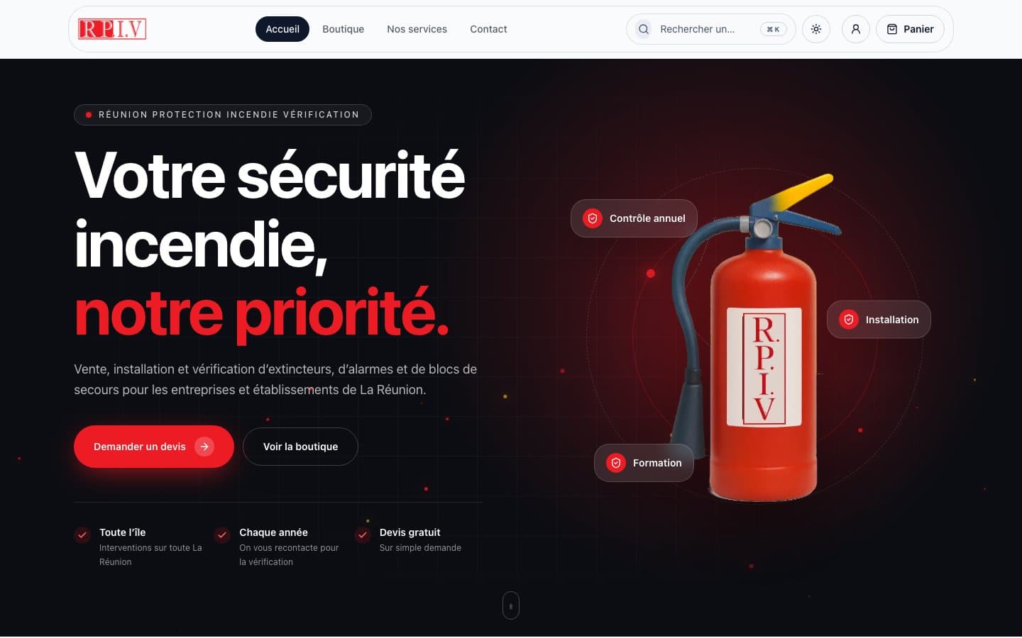 Page d'accueil du site RPIV
